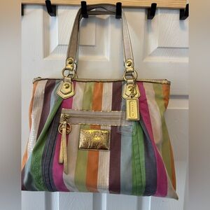 Coach Poppy A1171-F16326 Heritage Legacy Stripe Tote w Sequins in GUC (#2)